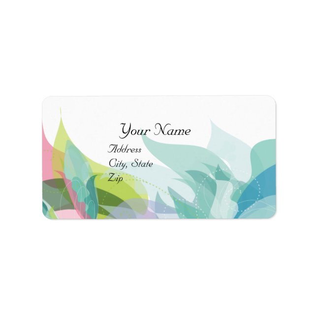 Abstract Teal Floral Wedding Label (Front)