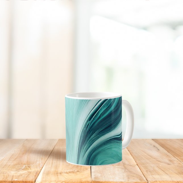 Abstract Teal Green Liquid Pour Coffee Mug (Creator Uploaded)