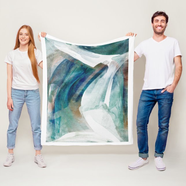Abstract Teal Green Modern Fleece Blanket (In Situ)