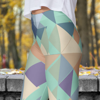 Abstract Teal Green Mosaic Pattern Leggings