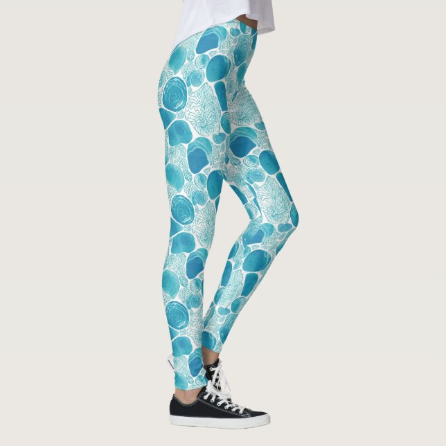 Abstract Teal Intricate Leggings  (Right)