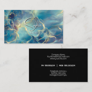Abstract Teal Moody Sky  Business Card