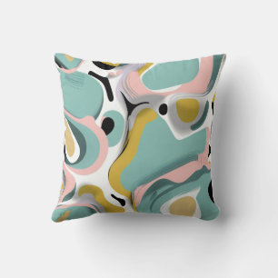 Abstract Teal, Pink and White Design Cushion