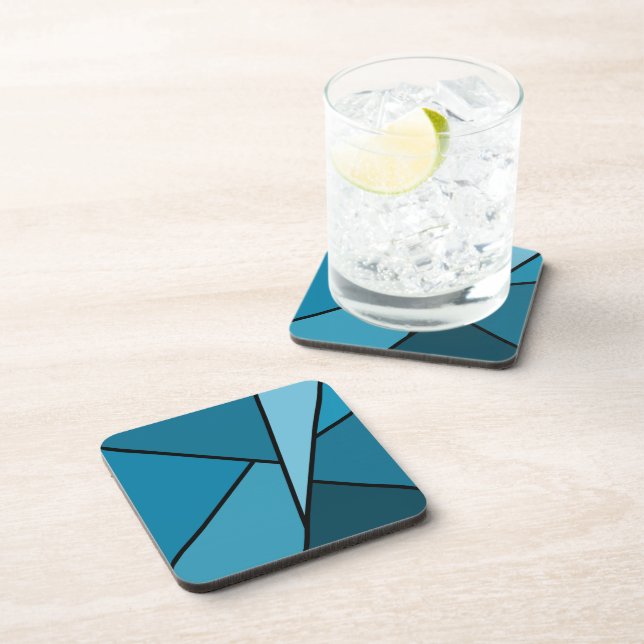 Abstract Teal Polygons Coaster (Right Side)