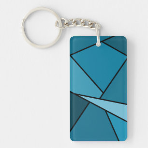 Abstract Teal Polygons Key Ring