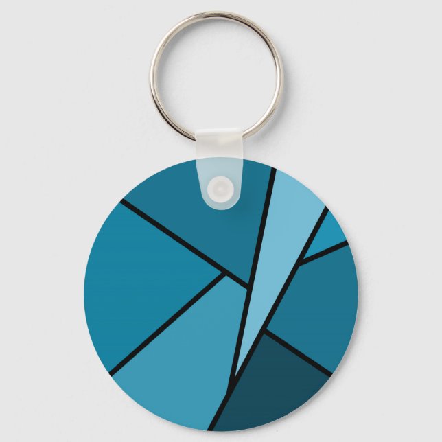 Abstract Teal Polygons Key Ring (Front)