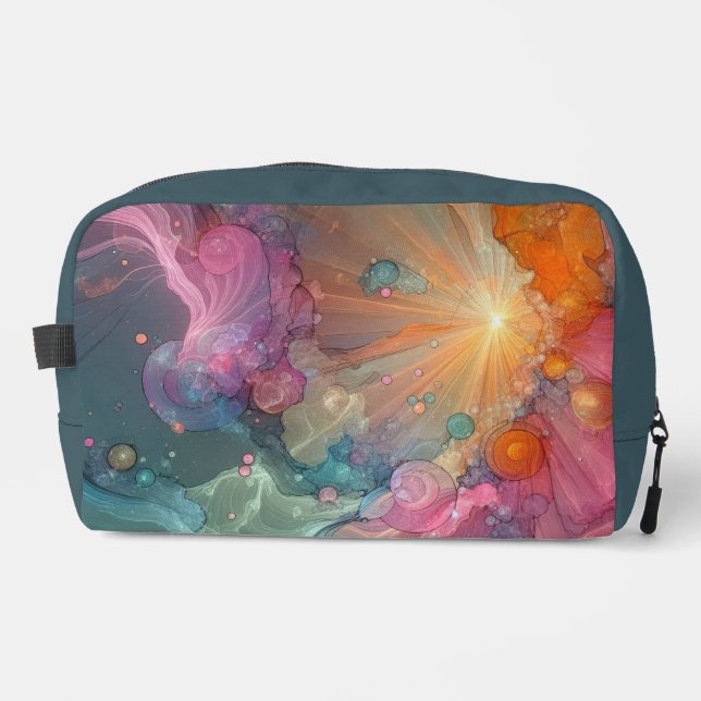 Abstract Teal Sea Foam Floral Cloud Landscape Dopp Kit (Front)