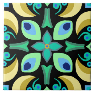 Abstract teal tile with black background