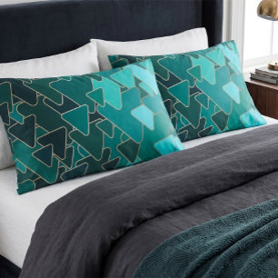 Abstract Teal Triangle Geometric Pillowcase