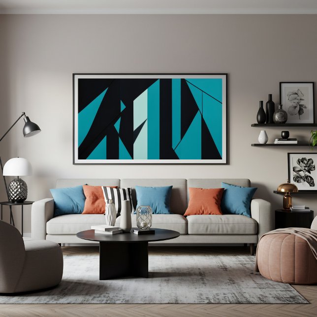 Abstract Teal Turquoise Black Design Canvas Print (Creator Uploaded)