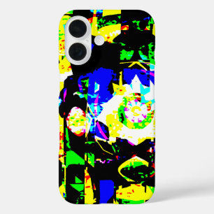 Abstract Techno Graphic Neon Noise Artwork MSG iPhone 16 Case