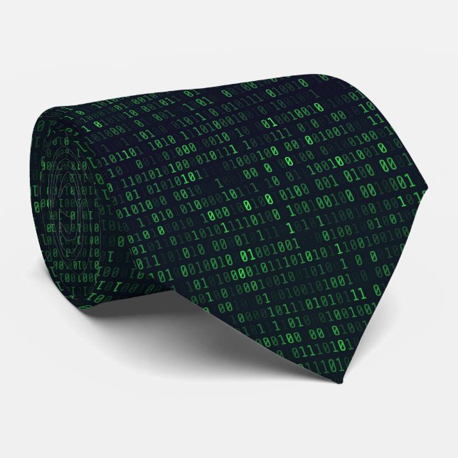 Abstract Technology Binary Code Digital IT Pattern Tie (Rolled)