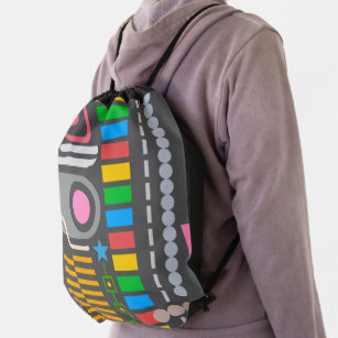 Abstract Technology Control Panel Pattern Drawstring Bag