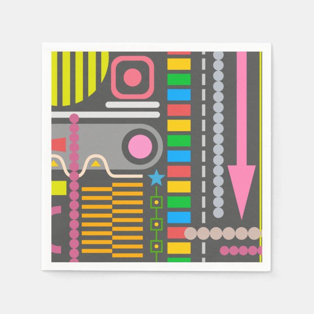 Abstract Technology Control Panel Pattern Napkin (Front)