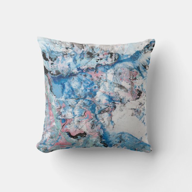 Abstract Template Modern Pink Blue Purple White Cushion (Front)