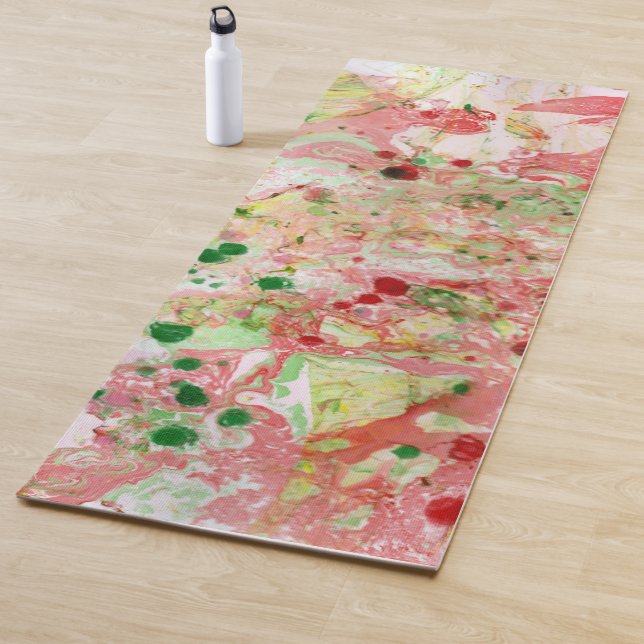 Abstract Template Pink Red Yellow Green Trendy Yoga Mat (In Situ)