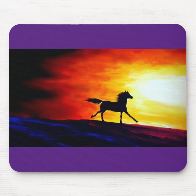 Abstract Template Running Horse Freedom Calling Mouse Mat (Front)
