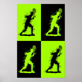Abstract Tennis Player - Watercolor style - Green Poster