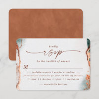 Abstract Terra Cotta Wedding Meal Choice RSVP Card