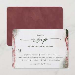 Abstract Terra Rosa Wedding Meal Choice RSVP Card
