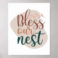 Abstract Terracotta Bless Our Nest Typography