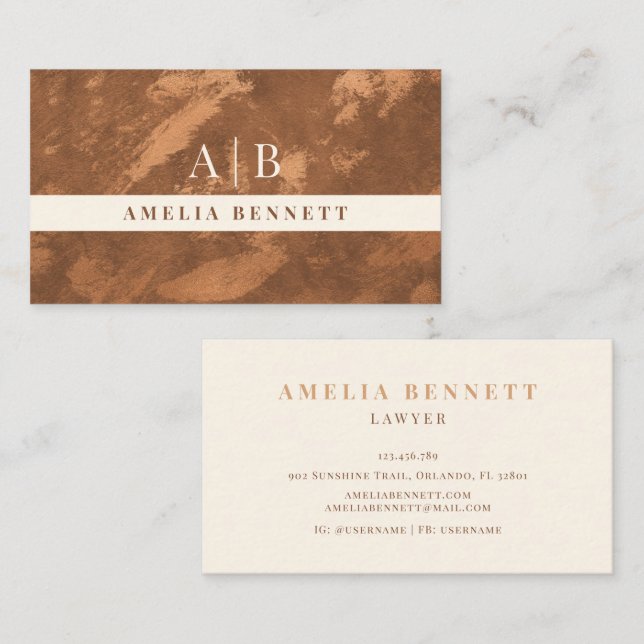 Abstract Terracotta Burnt Orange Business Card (Front/Back)