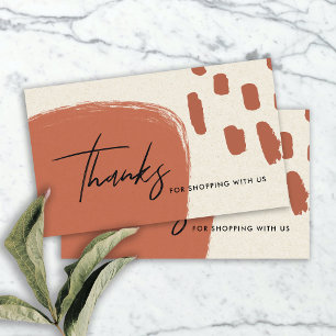 ABSTRACT TERRACOTTA KRAFT SCANDI THANK YOU LOGO BUSINESS CARD