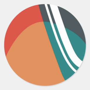 Abstract terracotta red and blue artwork classic round sticker