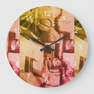 Abstract Terracotta Shades Designer Large Clock