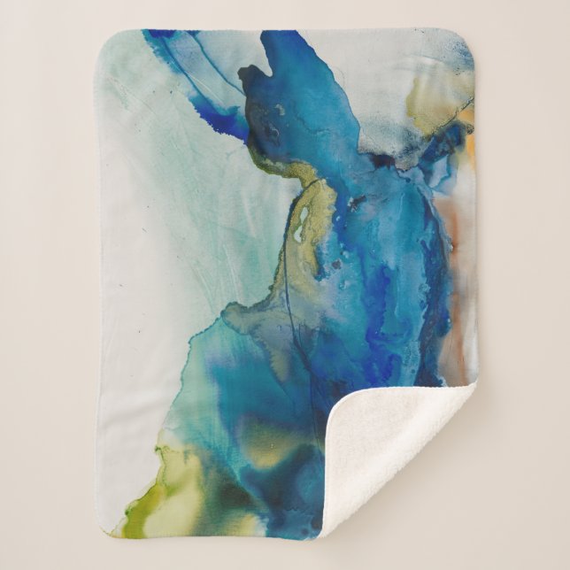 Abstract Terrain - Blue Sherpa Blanket (Front)
