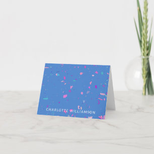 Abstract Terrazzo Galaxy in Blue Personalised Note Card