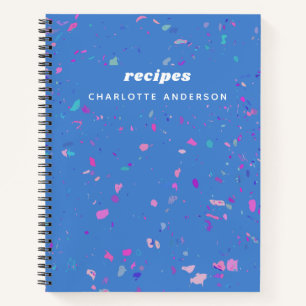 Abstract Terrazzo Galaxy in Blue Recipe Notebook