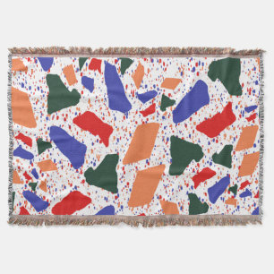 Abstract Terrazzo Hand Drawn Colourful Pattern  Throw Blanket