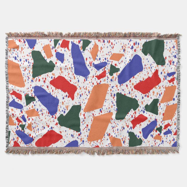 Abstract Terrazzo Hand Drawn Colourful Pattern  Throw Blanket (Front)