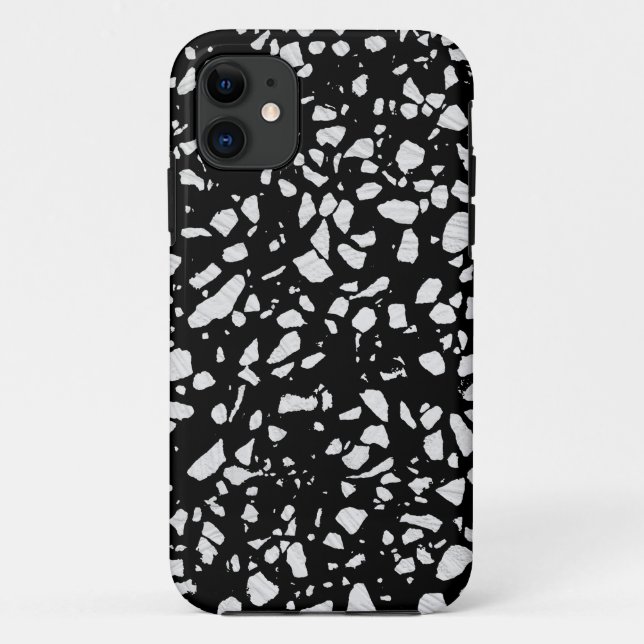 Abstract Terrazzo Mosaic Black and White Pattern Case-Mate iPhone Case (Back)