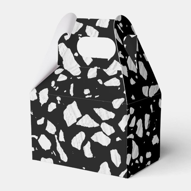 Abstract Terrazzo Mosaic Black and White Pattern  Favour Box (Front Side)