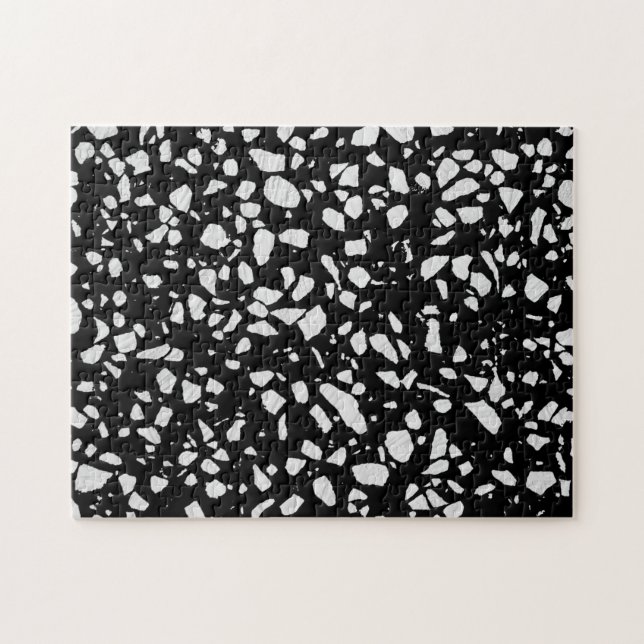 Abstract Terrazzo Mosaic Black and White Pattern  Jigsaw Puzzle (Horizontal)