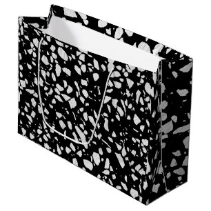 Abstract Terrazzo Mosaic Black and White Pattern Large Gift Bag