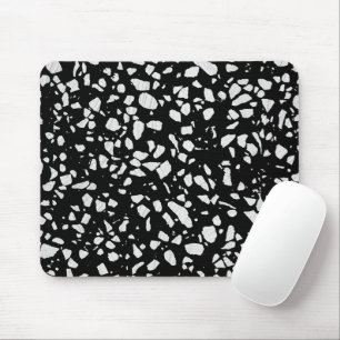 Abstract Terrazzo Mosaic Black and White Pattern  Mouse Mat
