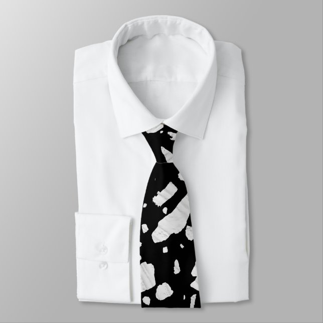 Abstract Terrazzo Mosaic Black and White Pattern  Tie (Tied)