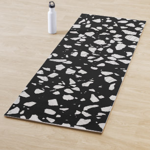 Abstract Terrazzo Mosaic Black and White Pattern   Yoga Mat
