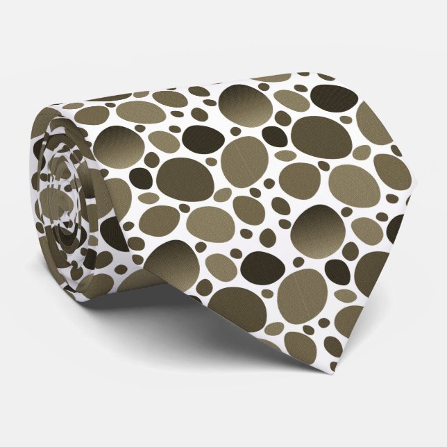 Abstract Terrazzo Mosaic Brown And White Pattern Tie (Rolled)