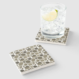 Abstract Terrazzo Mosaic Brown White Pattern Stone Coaster