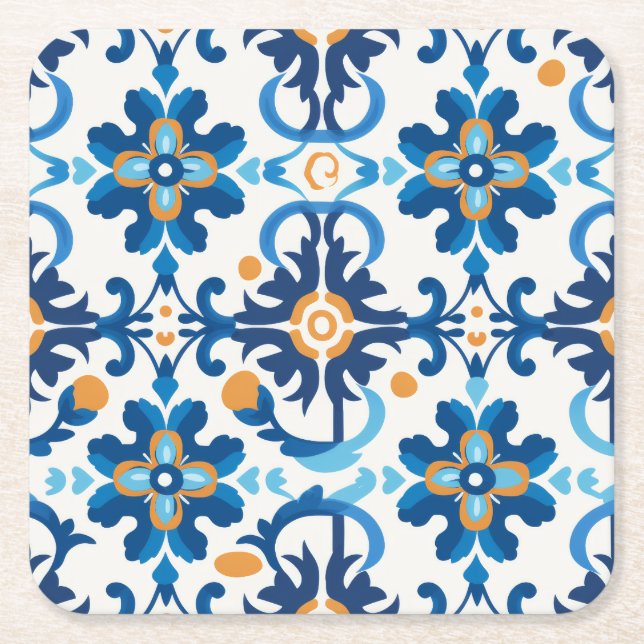 🟦 Abstract Terrazzo Mosaic Coaster – Rust Brown & (Front)