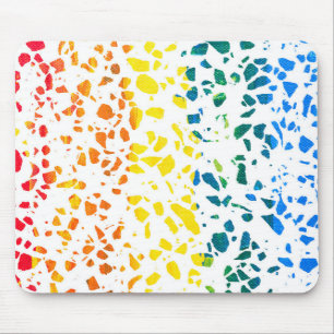 Abstract Terrazzo Mosaic Colorful Rainbow Pattern Mouse Mat