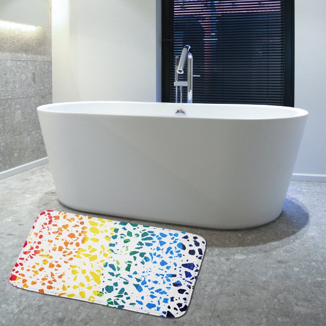 Abstract Terrazzo Mosaic Colourful Rainbow Pattern Bath Mat (Creator Uploaded)