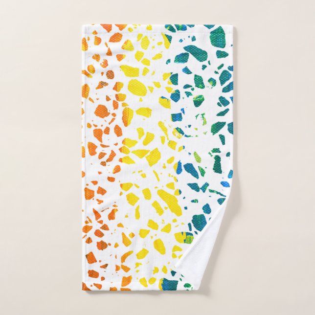 Abstract Terrazzo Mosaic Colourful Rainbow Pattern Bath Towel Set (Hand Towel)