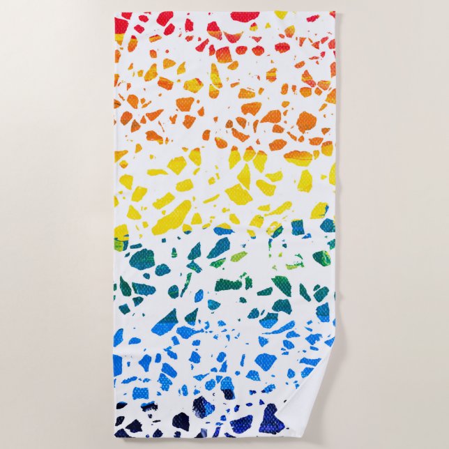 Abstract Terrazzo Mosaic Colourful Rainbow Pattern Beach Towel (Front)