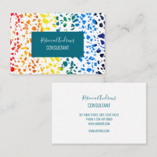 Abstract Terrazzo Mosaic Colourful Rainbow Pattern Business Card