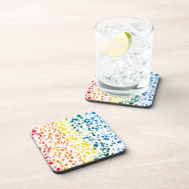 Abstract Terrazzo Mosaic Colourful Rainbow Pattern Coaster (Right Side)